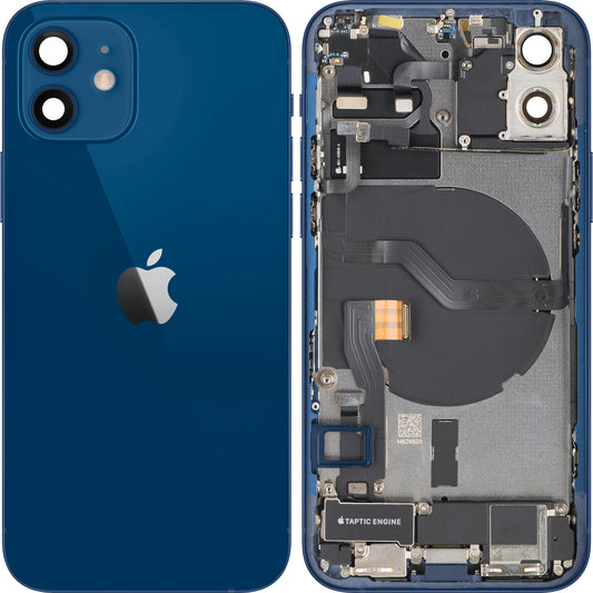 Tampa da Bateria Apple iPhone 12, Com Carcaça Central, Peças Completas, Azul, Swap