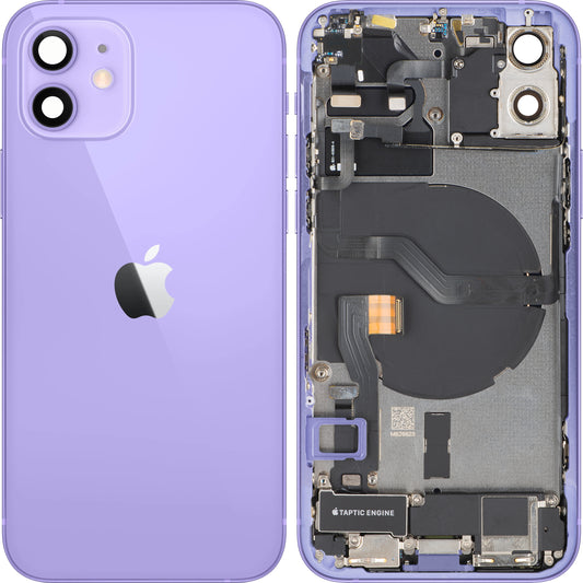 Tampa da Bateria Apple iPhone 12, Com Carcaça Central, Peças Completas, Roxo, Swap