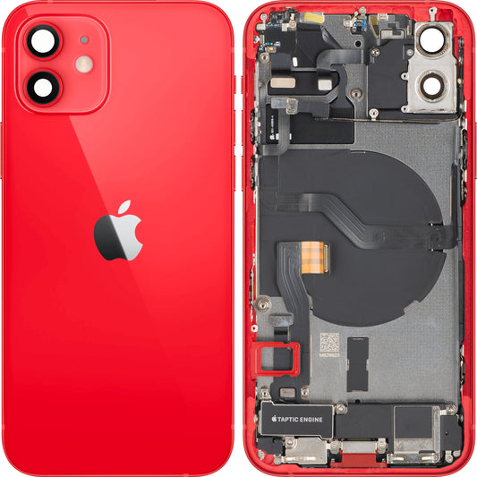 Capa de Bateria Apple iPhone 12, Com Carcaça Central, Peças Completas, Vermelho, Swap