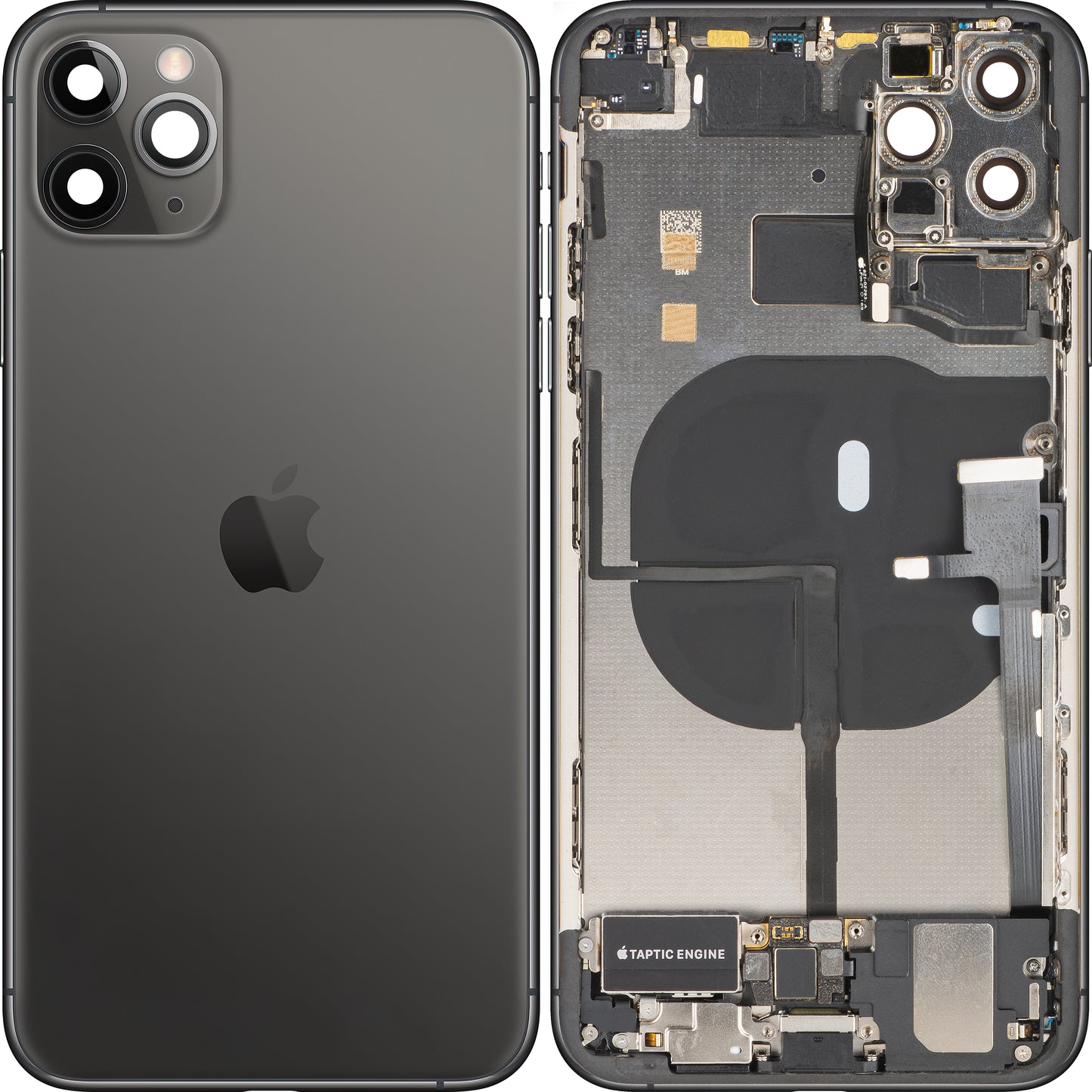 Apple iPhone 11 Pro Max Battery Cover, With Middle Case, Full Parts, Black (Space Gray), Premium Swap