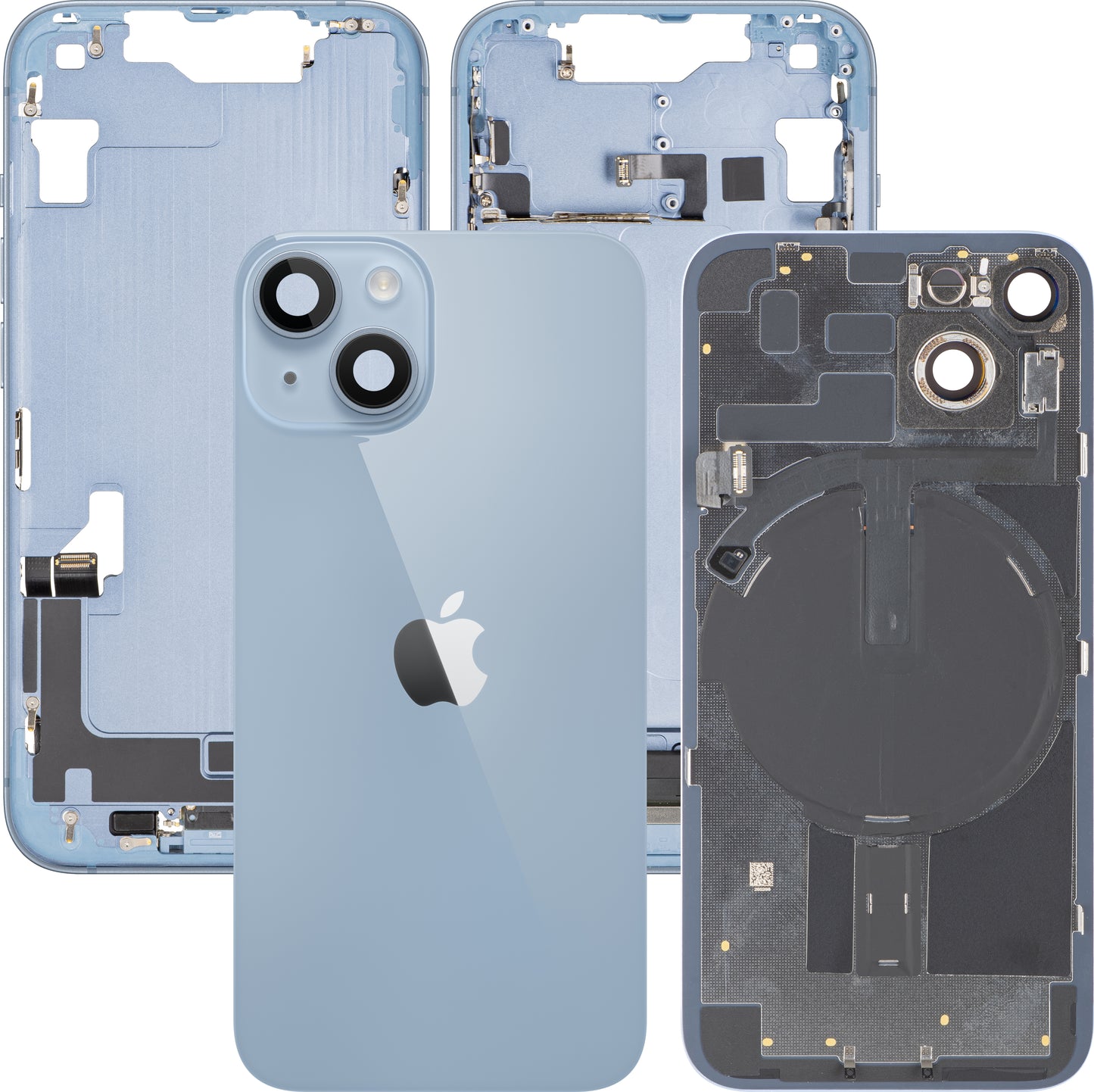 Tampa da Bateria Apple iPhone 14, Com Carcaça Central, Peças Completas, Azul, Swap