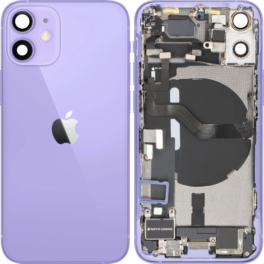 Capa de Bateria Apple iPhone 12 mini, Com Carcaça Central, Peças Completas, Roxo, Swap