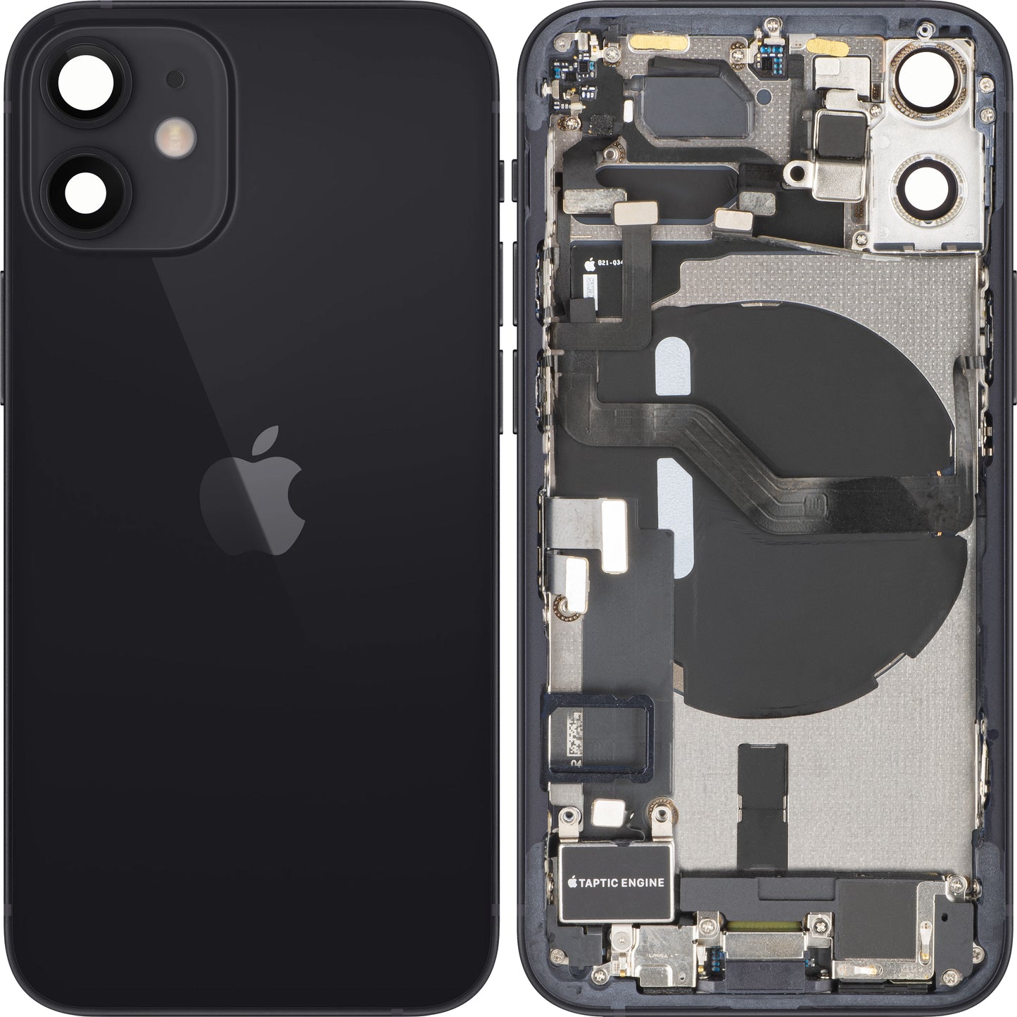 Tampa da Bateria Apple iPhone 12 mini, Com Carcaça Central, Peças Completas, Preto, Swap