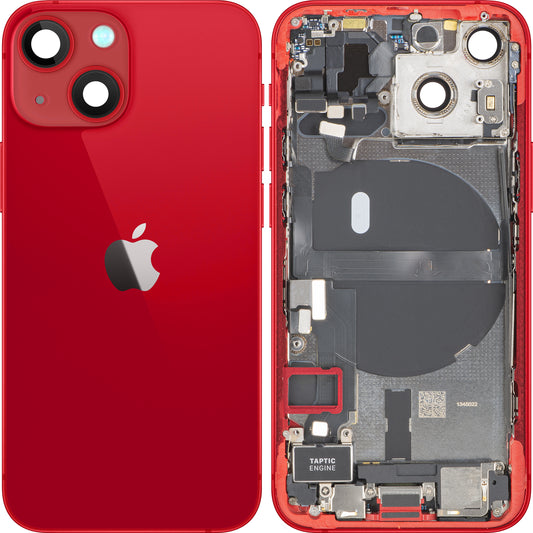 Tampa da Bateria Apple iPhone 13 mini, Com Carcaça Central, Peças Completas, Vermelho, Swap