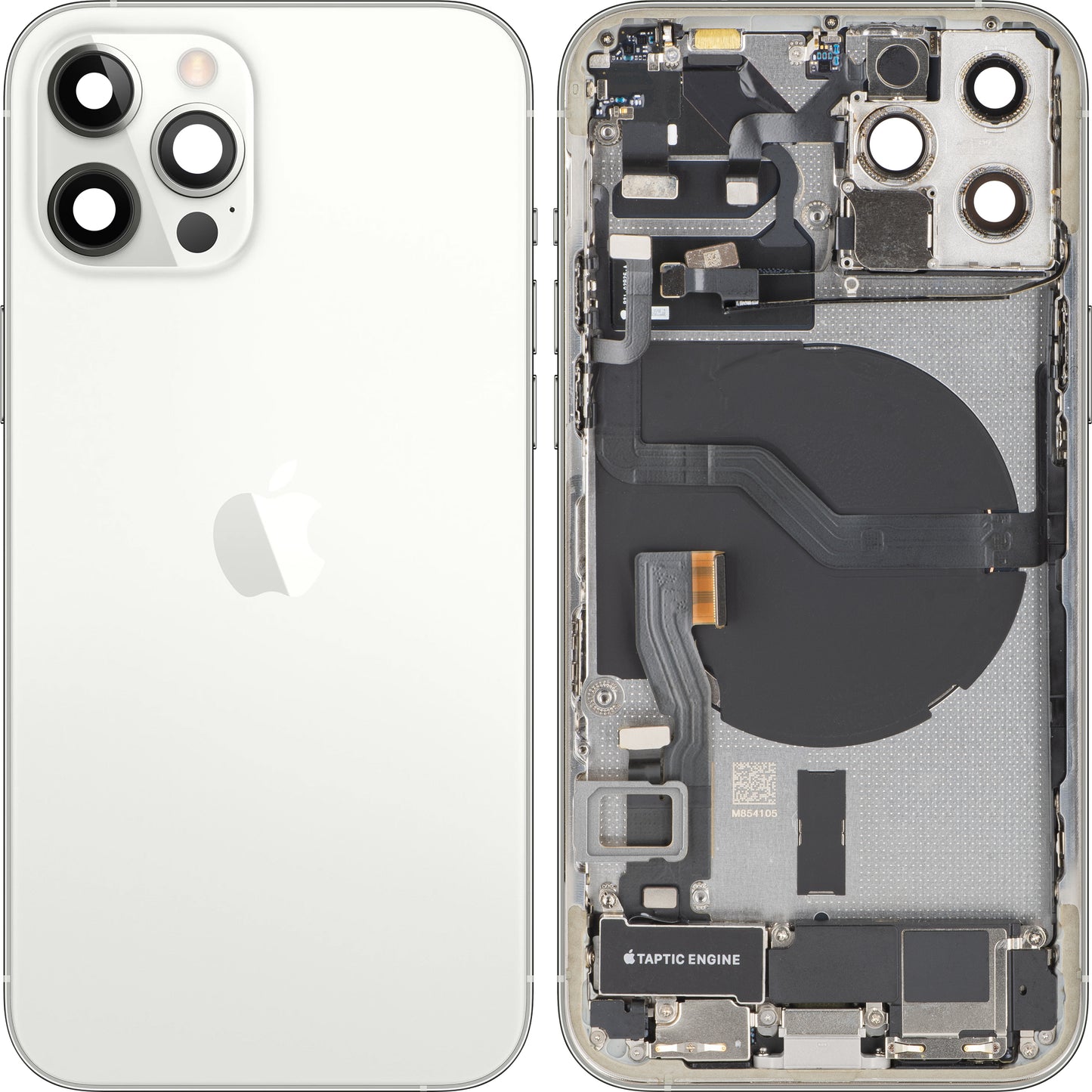 Tampa da Bateria Apple iPhone 12 Pro, Com Carcaça Média, Peças Completas, Prateado, Swap