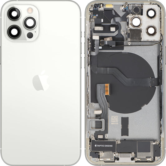 Tampa da Bateria Apple iPhone 12 Pro, Com Carcaça Média, Peças Completas, Prateado, Swap