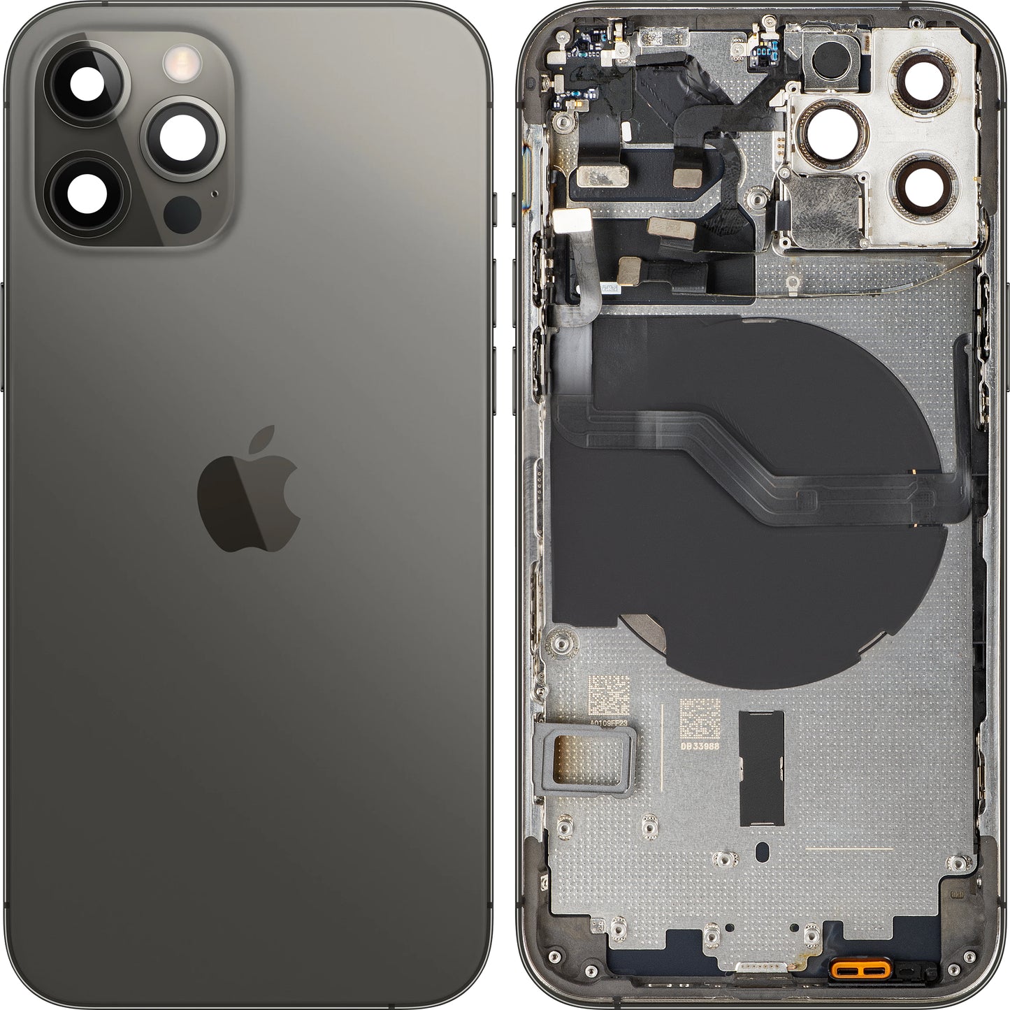 Tampa da Bateria compatível com Apple iPhone 12 Pro, Com Carcaça Central, Preto