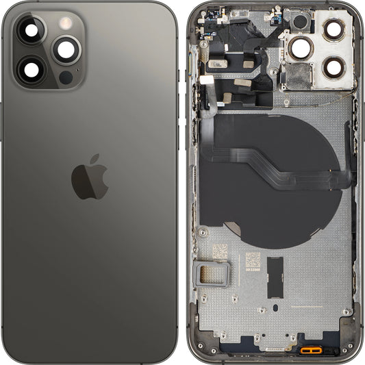 Tampa da Bateria compatível com Apple iPhone 12 Pro, Com Carcaça Central, Preto