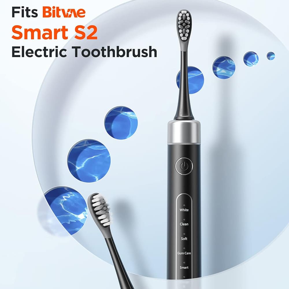 Cabeça de Substituição Gum Care para Escova Elétrica Bitvae S2 / S3, Conjunto de 4 unidades, Branco