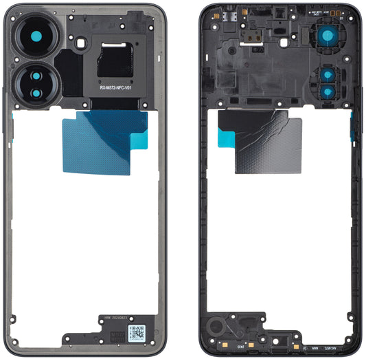 Carcasa Mijloc Xiaomi Redmi 13C NFC / Poco C65, Preta, Service Pack 560001C3UP00