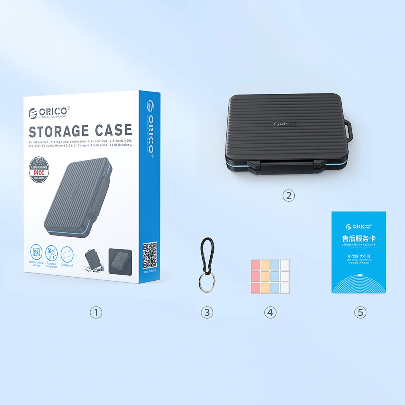 Estojo de Proteção Orico PHCD-3 para cartões de memória SD / microSD, Preto