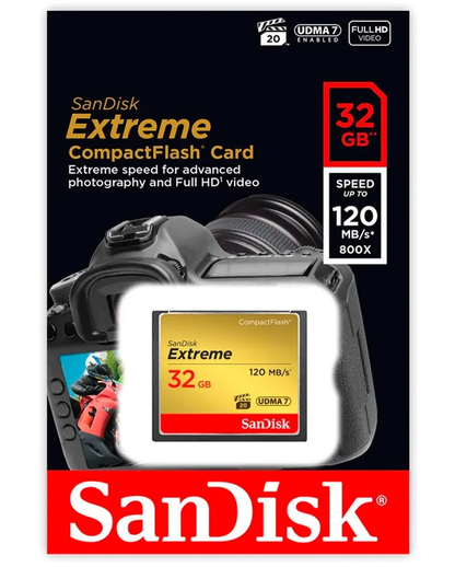 Cartão de Memória CompactFlash SanDisk Extreme, 32Gb, UDMA 7 SDCFXSB-032G-G46