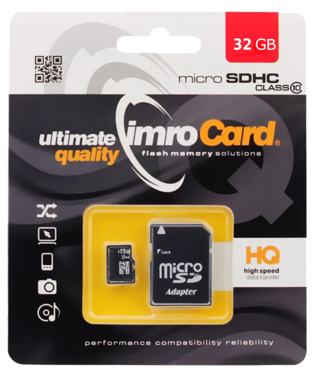 Imro microSDHC Memory Card, 32GB, Class 10 / UHS-1 U1, With Adapter