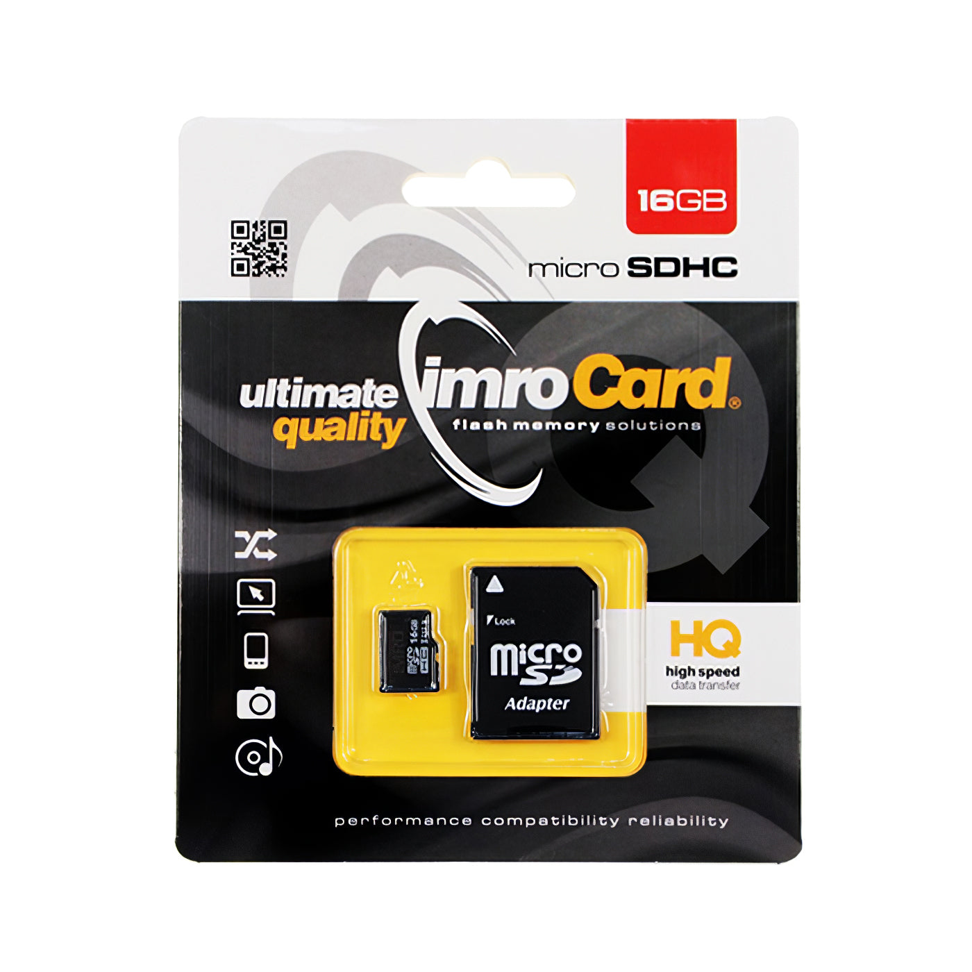 Cartão de memória microSDHC Imro, 16 Gb, Classe 10 / UHS-1 U1, com adaptador 