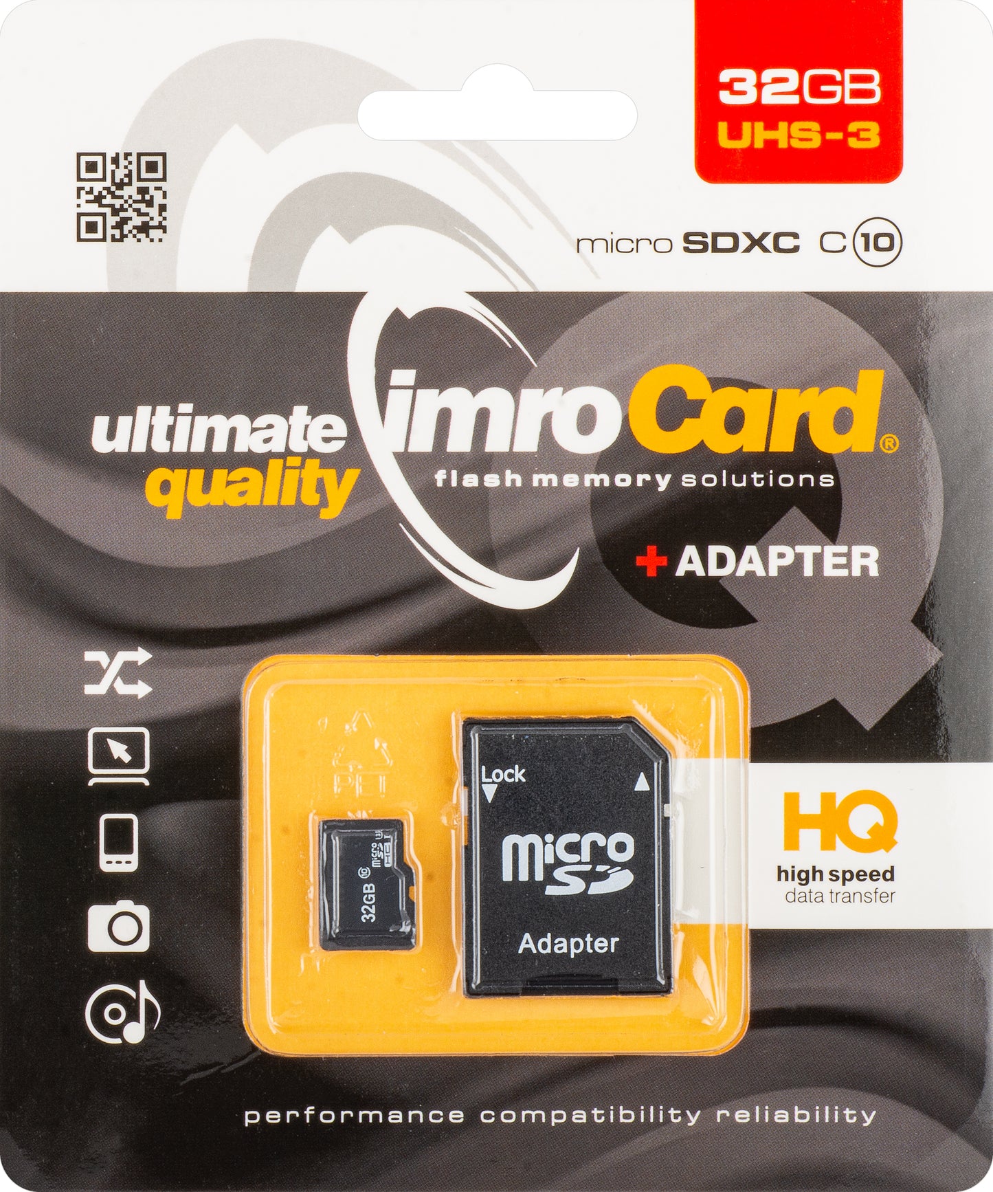 Cartão de Memória microSDHC Imro, 32Gb, Classe 10 / UHS-1 U3, Com Adaptador