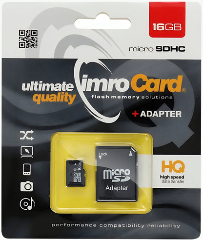 Imro microSDHC Memory Card, 16Gb, Class 4, With Adapter