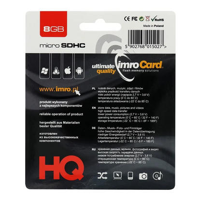 Cartão de Memória microSDHC Imro, 8Gb, Classe 4