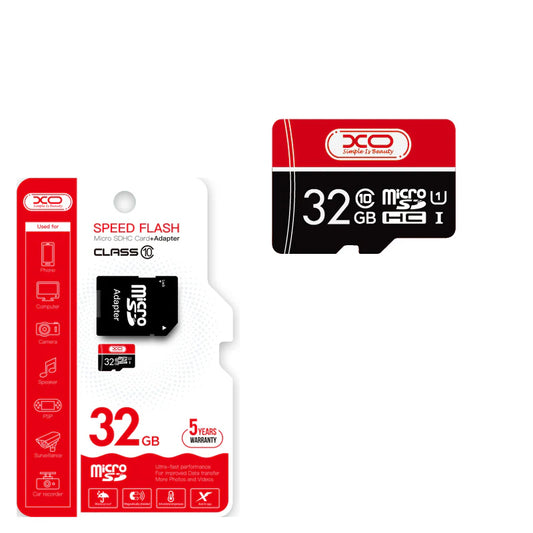 Cartão de Memória microSDHC XO Design Speed Flash, 32Gb, Classe 10 / UHS-1 U3, Com Adaptador