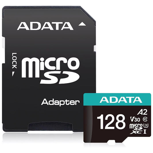 Cartão de Memória microSDXC Adata Premier Pro, 128GB, Classe 10 / UHS-1 U3, Com Adaptador AUSDX128GUI3V30SA2-RA1
