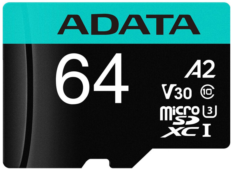 Cartão de Memória microSDXC Adata Premier Pro, 64Gb, Classe 10 / UHS-1 U3, Com Adaptador AUSDX64GUI3V30SA2-RA1