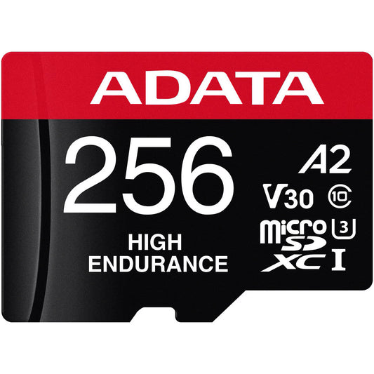 Cartão de Memória microSDXC Adata High Endurance, 256Gb, Classe 10 / UHS-1 U3, Com Adaptador AUSDX256GUI3V30SHA2-RA1