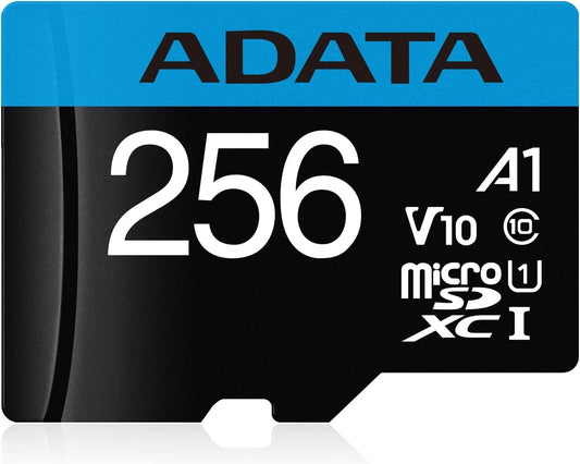 Cartão de Memória microSDXC Adata Premier, 256Gb, Classe 10 / UHS-1 U1, Com Adaptador AUSDX256GUICL10A1-RA1