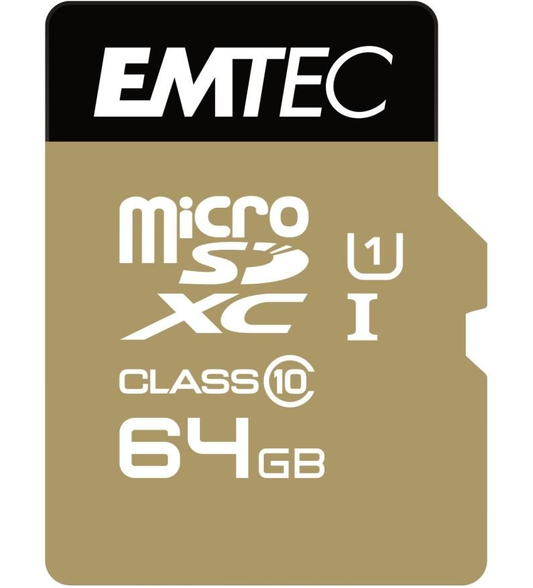 Cartão de Memória microSDXC Emtec Speedin Pro Android A1, 64Gb, Classe 10 / UHS-1 U3, Com Adaptador ECMSDM64GXC