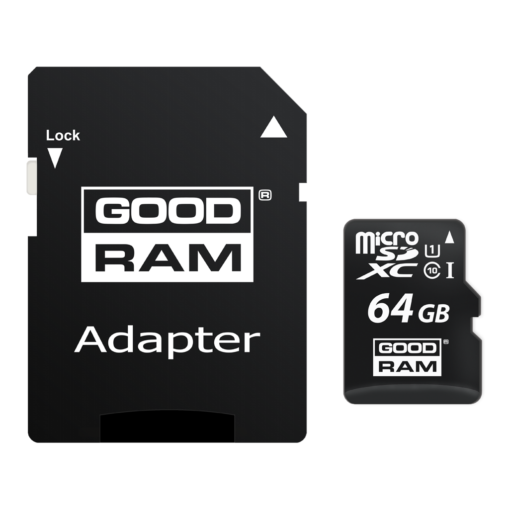 Cartão de Memória microSDXC GoodRam, 64Gb, Classe 10 / UHS-1 U1, Com Adaptador M1AA-0640R12