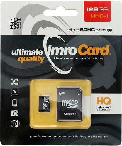 Cartão de Memória microSDXC Imro, 128Gb, Classe 10 / UHS-1 U1, Com Adaptador