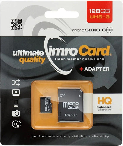 Cartão de Memória microSDXC Imro, 128Gb, Classe 10 / UHS-1 U3, Com Adaptador