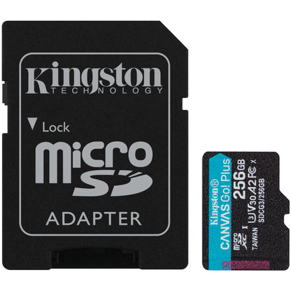 Cartão de Memória microSDXC Kingston Canvas Go Plus, 256Gb, Classe 10 / UHS-1 U3, com Adaptador SDCG3/256GB 