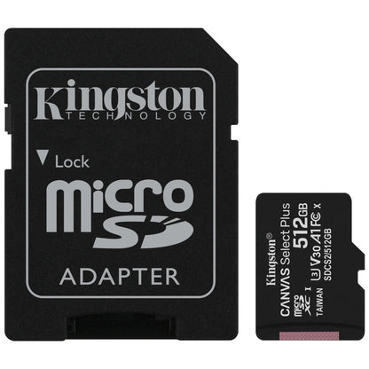 Cartão de Memória microSDXC Kingston Canvas Select Plus Kingston Canvas Select Plus, 512Gb, Classe 10 / UHS-1 U3, com Adaptador SDCS2/512GB