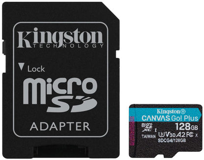 Cartão de Memória microSDXC Kingston Canvas Go Plus Android A2, 128Gb, Classe 10 / UHS-1 U3, Com Adaptador SDCG4/128GB