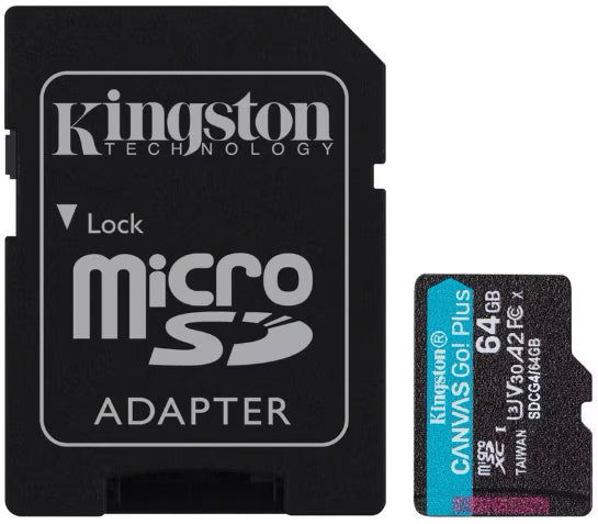 Cartão de Memória microSDXC Kingston Canvas Go Plus Android A2, 64Gb, Classe 10 / UHS-1 U3, Com Adaptador SDCG4/64GB