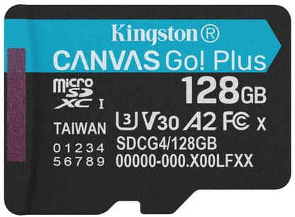 Cartão de Memória microSDXC Kingston Canvas Go Plus Android A2, 128Gb, Classe 10 / UHS-1 U3 SDCG4/128GBSP