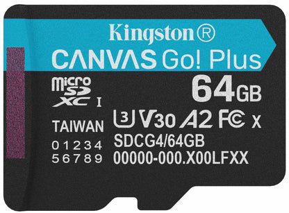 Cartão de Memória microSDXC Kingston Canvas Go Plus Android A2, 64Gb, Classe 10 / UHS-1 U3 SDCG4/64GBSP