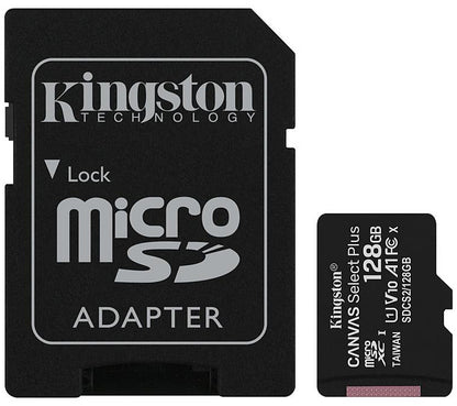 Cartão de Memória microSDXC Kingston Canvas Select Plus Android A1 Kingston Canvas Select Plus Android A1, 128Gb, Classe 10 / UHS-1 U1, com Adaptador SDCS2/128GB