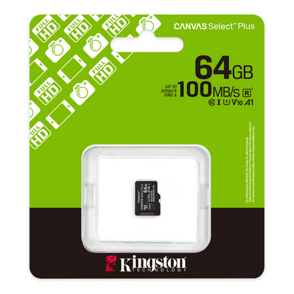Cartão de Memória microSDXC Kingston Canvas Select Plus Android A1, 64Gb, Classe 10 / UHS-1 U1 SDCS3/64GBSP