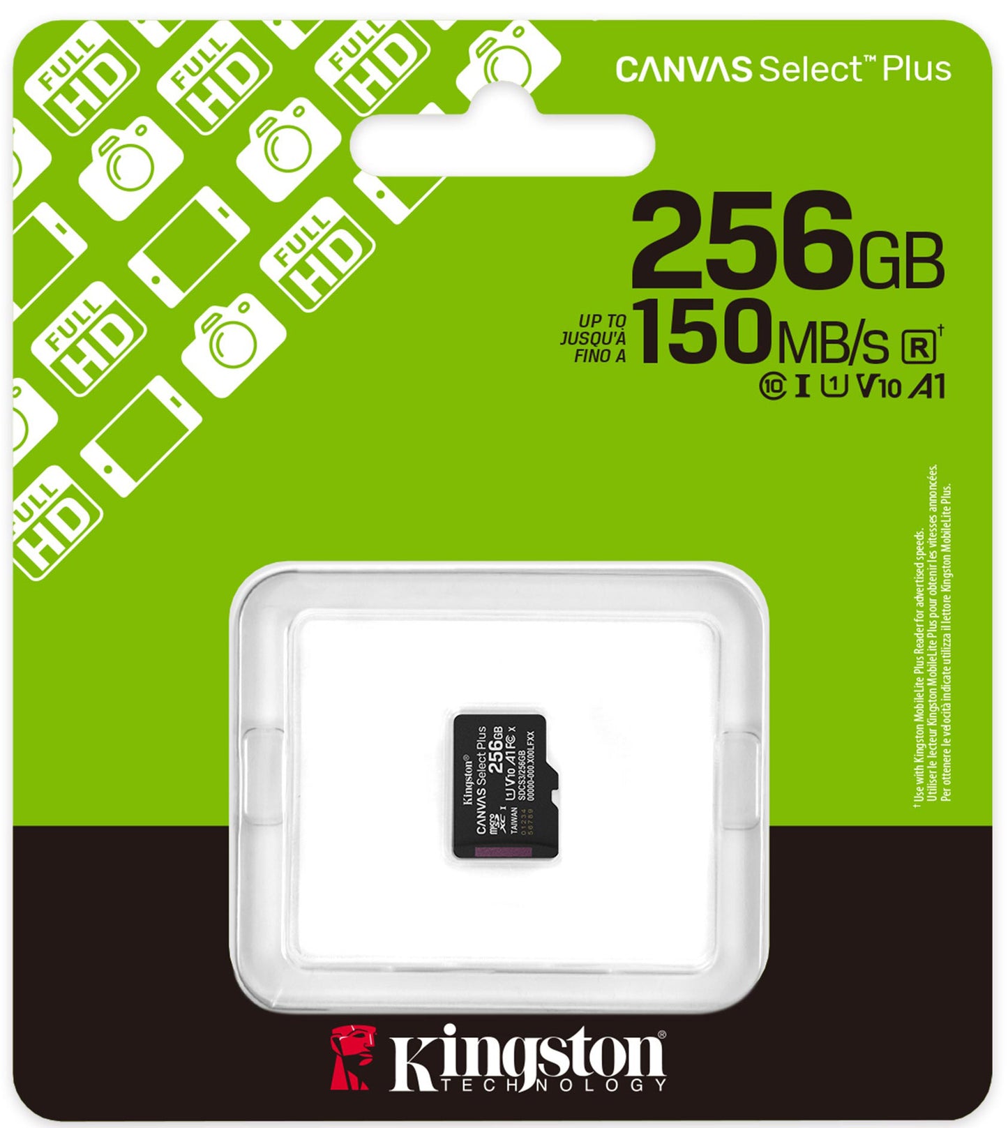 Kingston Canvas Select Plus Android A1 microSDXC Memory Card, 256Gb, Class 10 / UHS-1 U1 SDCS3/256GBSP