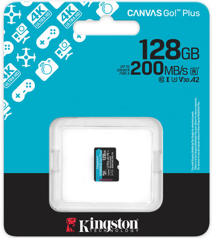 Cartão de Memória microSDXC Kingston Canvas Go Plus Android A2, 128Gb, Classe 10 / UHS-1 U3 SDCG4/128GBSP