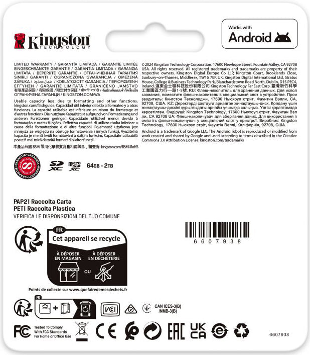 Cartão de Memória microSDXC Kingston Canvas Go Plus Android A2, 128Gb, Classe 10 / UHS-1 U3, Com Adaptador SDCG4/128GB