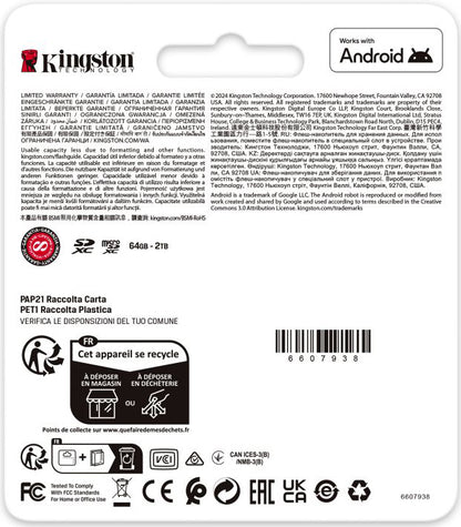 Cartão de Memória microSDXC Kingston Canvas Go Plus Android A2, 128Gb, Classe 10 / UHS-1 U3, Com Adaptador SDCG4/128GB