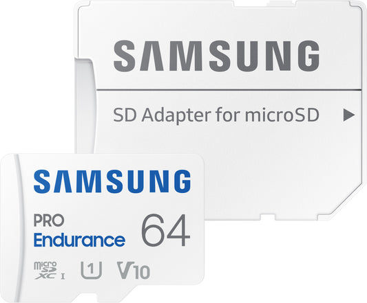 Cartão de Memória microSDXC Samsung PRO Endurance, 64Gb, Classe 10 / UHS-1 U1, Com Adaptador MB-MJ64KA/EU
