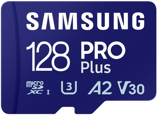 Cartão de Memória microSDXC Samsung PRO Plus, 128Gb, Classe 10 / UHS-1 U3, Com Adaptador MB-MD128SA/EU