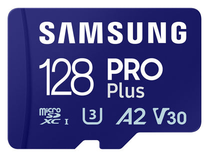Cartão de Memória microSDXC Samsung PRO Plus, 128Gb, Classe 10 / UHS-1 U3, com Leitor de Cartão MB-MD128SB/WW