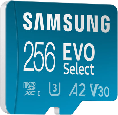 Cartão de memória microSDXC Samsung Evo Select Plus, 256 Gb, Classe 10 / UHS-1 U3, com adaptador MB-ME256KA/AM MB-ME256KA/AM 