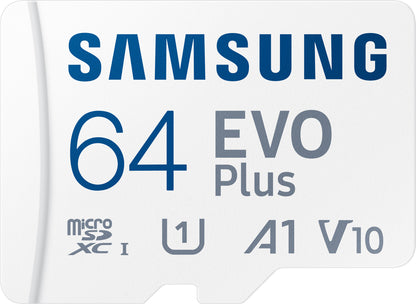 Cartão de memória microSDXC Samsung Evo Plus, 64Gb, Classe 10 / UHS-1 U1, com adaptador MB-MC64KA/EU MB-MC64KA/EU