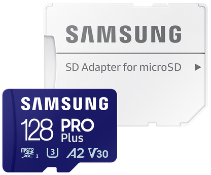 Cartão de Memória microSDXC Samsung PRO Plus, 128Gb, Classe 10 / UHS-1 U3, Com Adaptador MB-MD128SA/EU