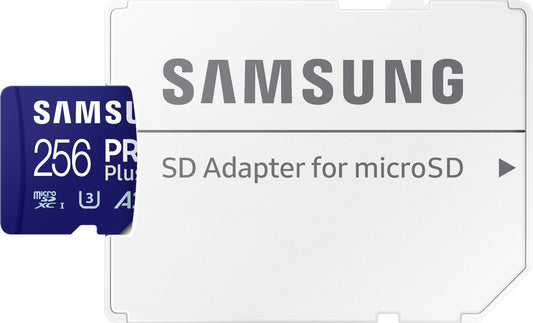 Cartão de Memória microSDXC Samsung PRO Plus, 256Gb, Classe 10 / UHS-1 U3, Com Adaptador MB-MD256SA/EU