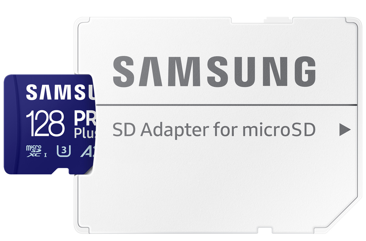 Cartão de Memória microSDXC Samsung PRO Plus, 128Gb, Classe 10 / UHS-1 U3, Com Adaptador MB-MD128SA/EU